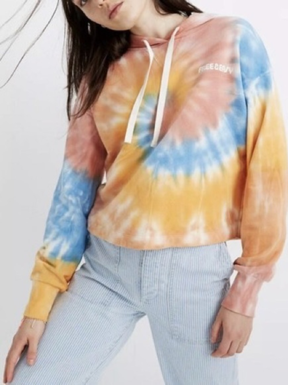 Madewell x Free & Easy Tie-Dye Organic Cotton Cropped Hoodie New Without Tags
